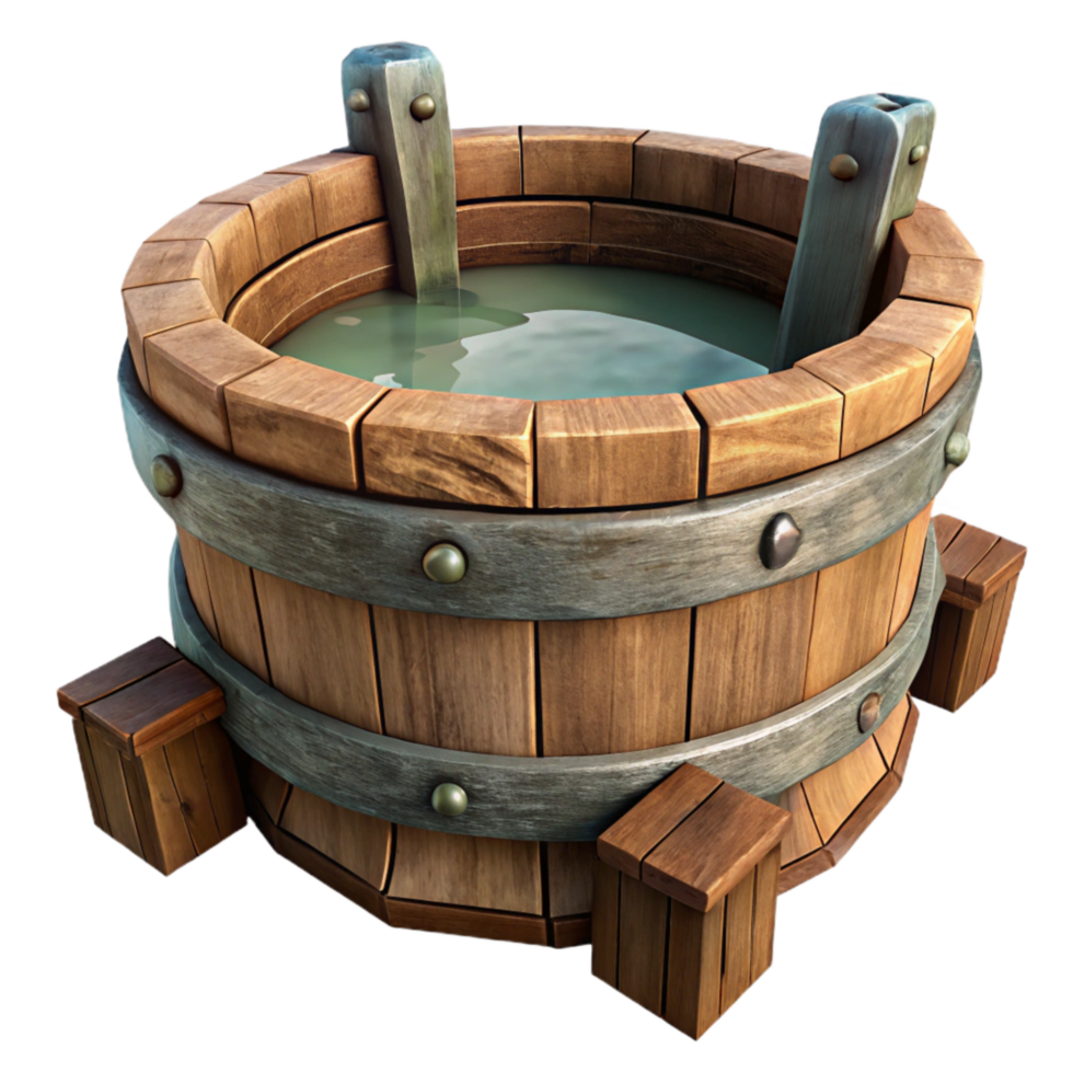 magnificent contemporary Wooden Water Trough Isolated with Worn Texture high resolution png