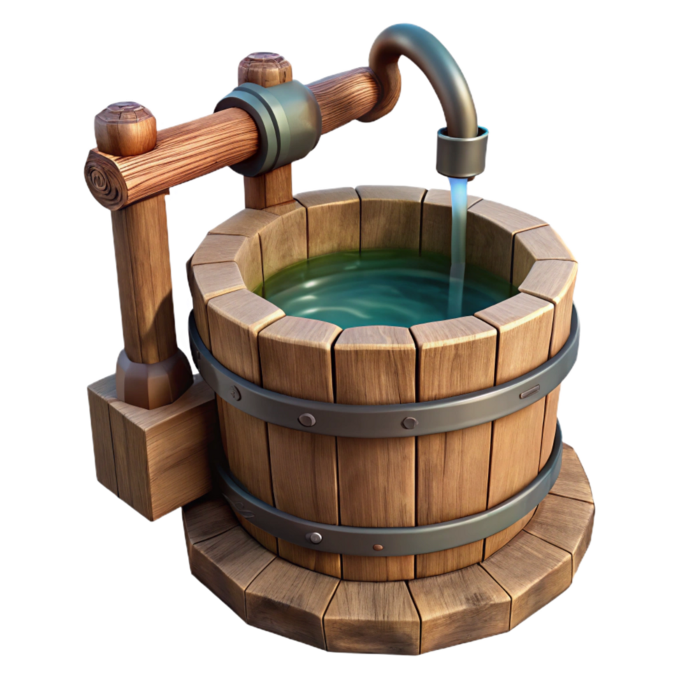 vibrant vintage Wooden Water Trough Spout Isolated with Worn Texture authentic png