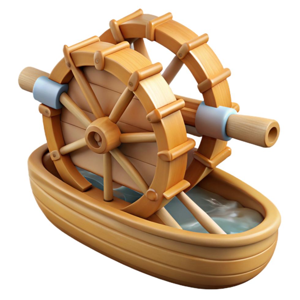 stunning contemporary Wooden Water Wheel Isolated with Paddles original png