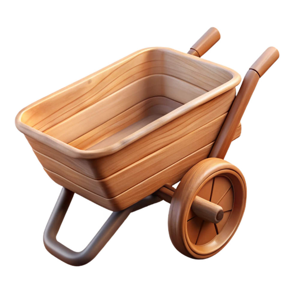 dramatic vintage Wooden Wheelbarrow Isolated Side View high resolution png