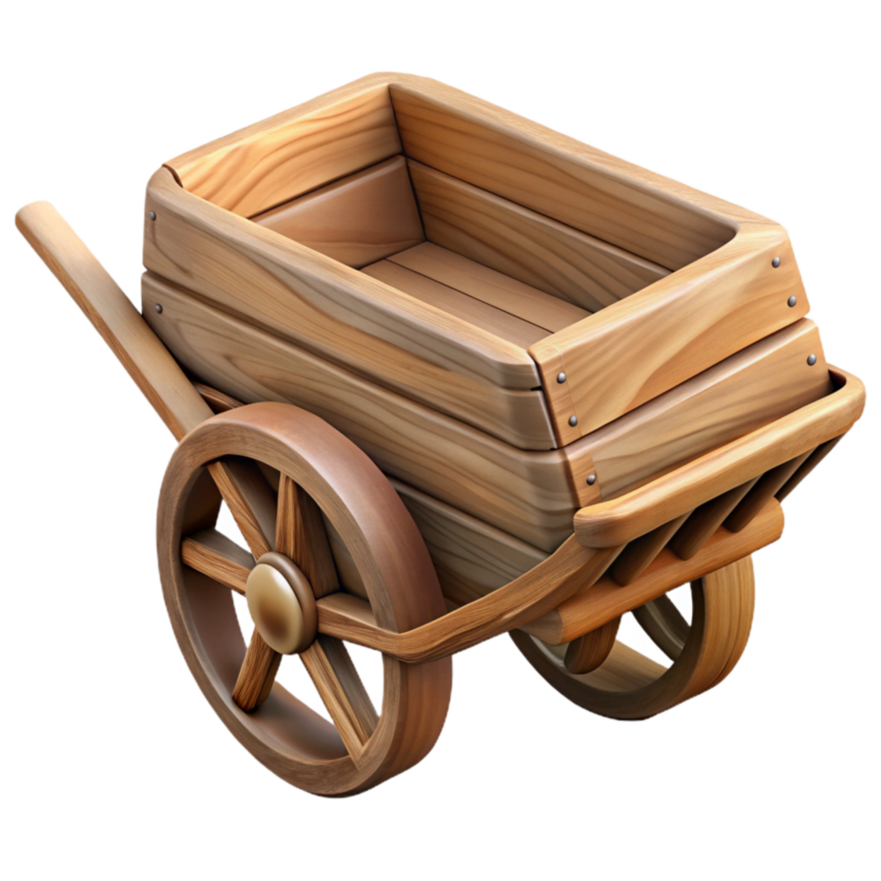 impressive creative Wooden Wheelbarrow Isolated Element professional png