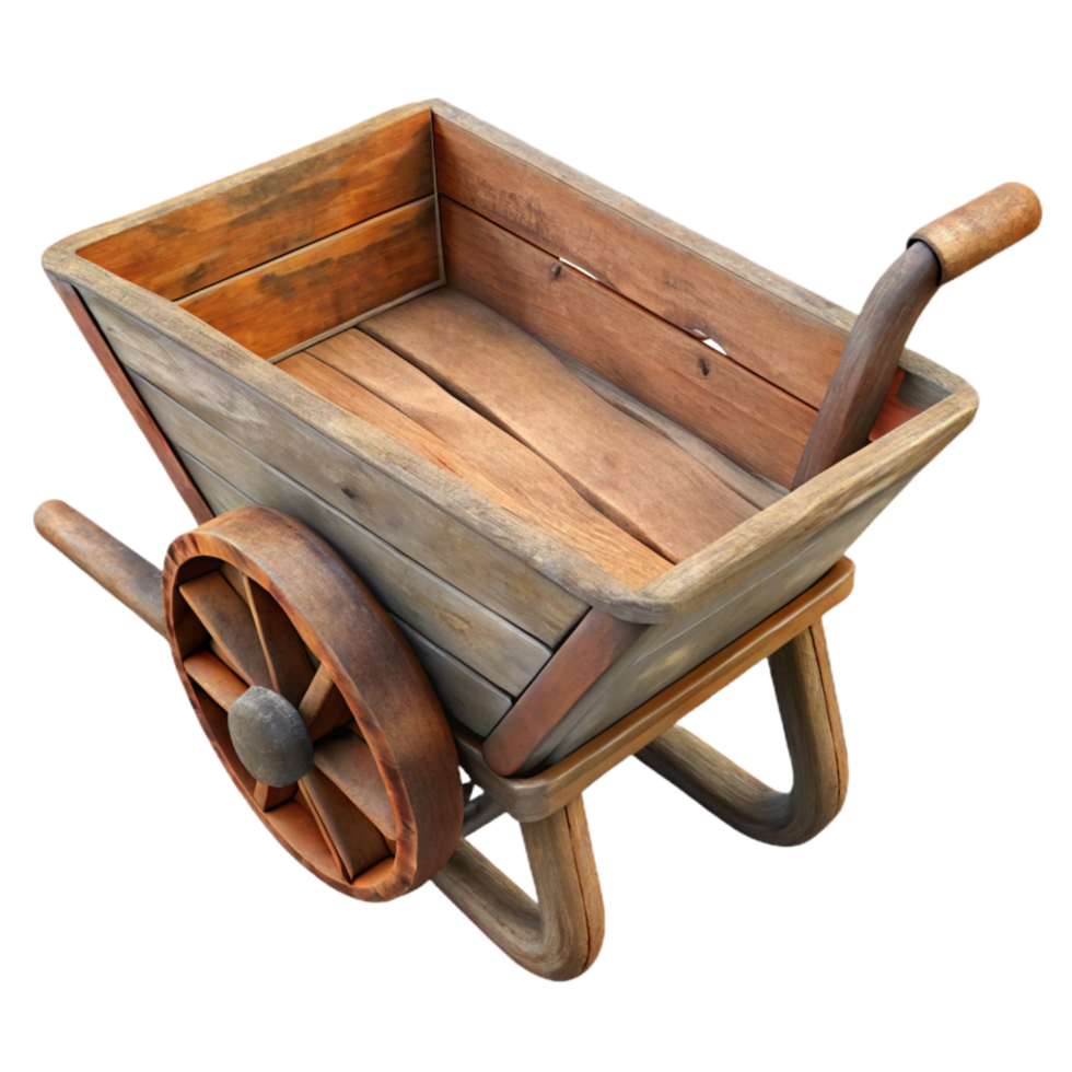 magnificent abstract Wooden Wheelbarrow Isolated Element png