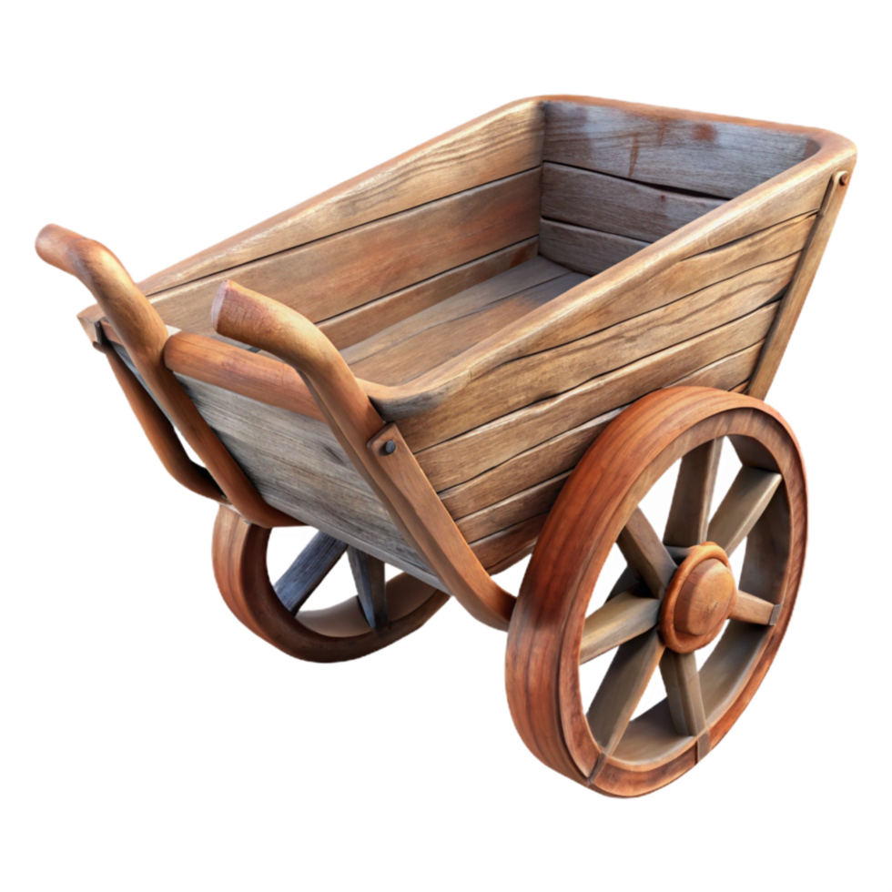 wonderful minimalist Wooden Wheelbarrow Isolated Element png