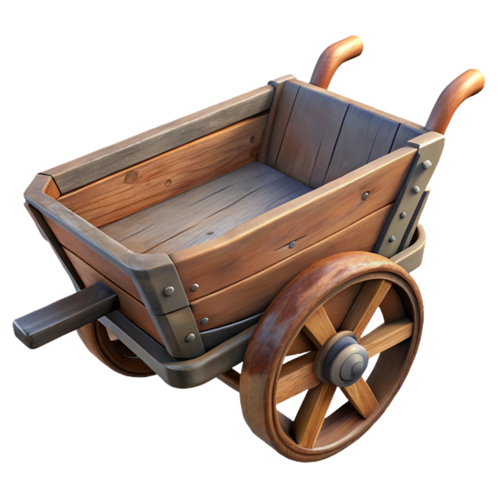 elegant abstract Wooden Wheelbarrow Isolated Element exclusive png