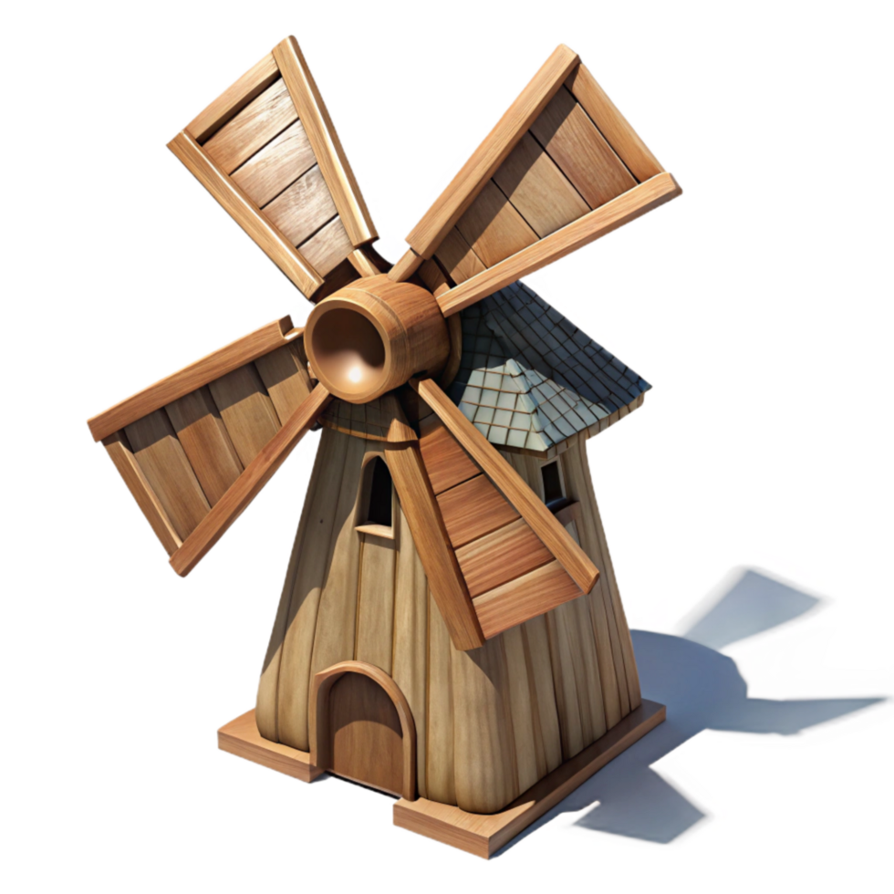 wonderful classic Wooden Windmill Cutout with Shadow Detail authentic png