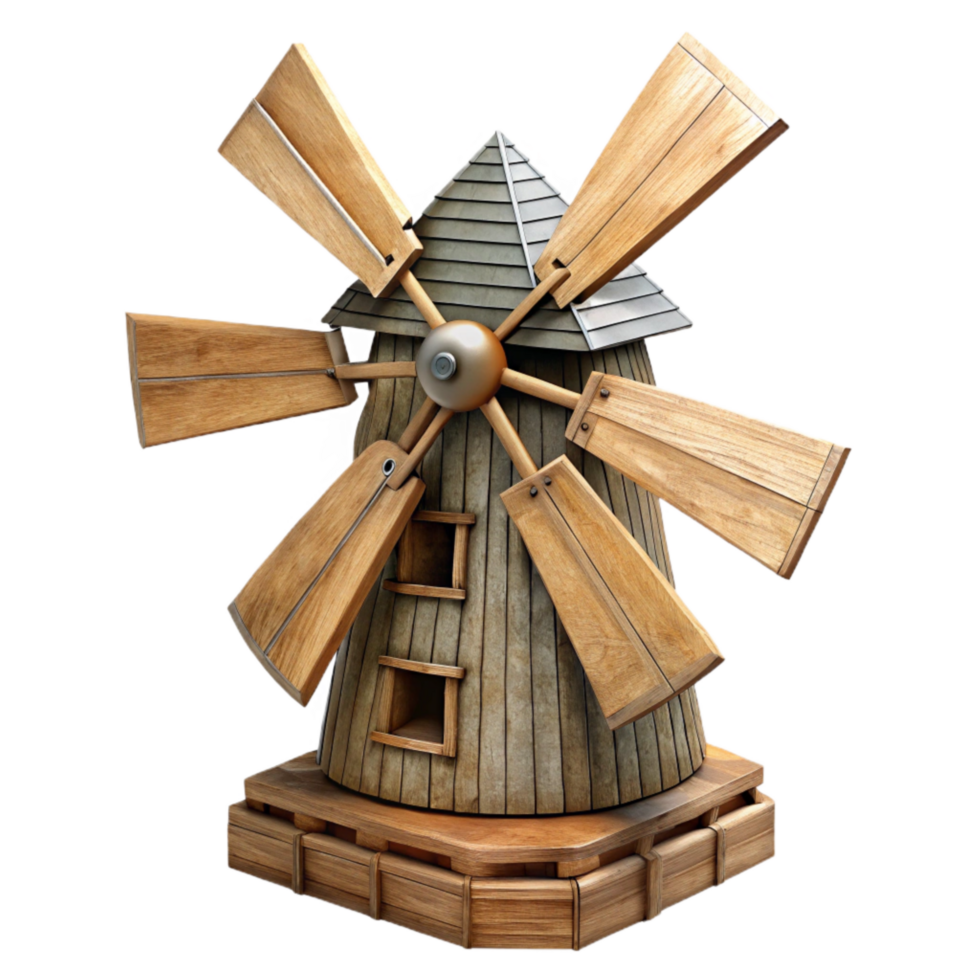 vibrant vintage Wooden Windmill Transparent Background with Soft Lighting exclusive png