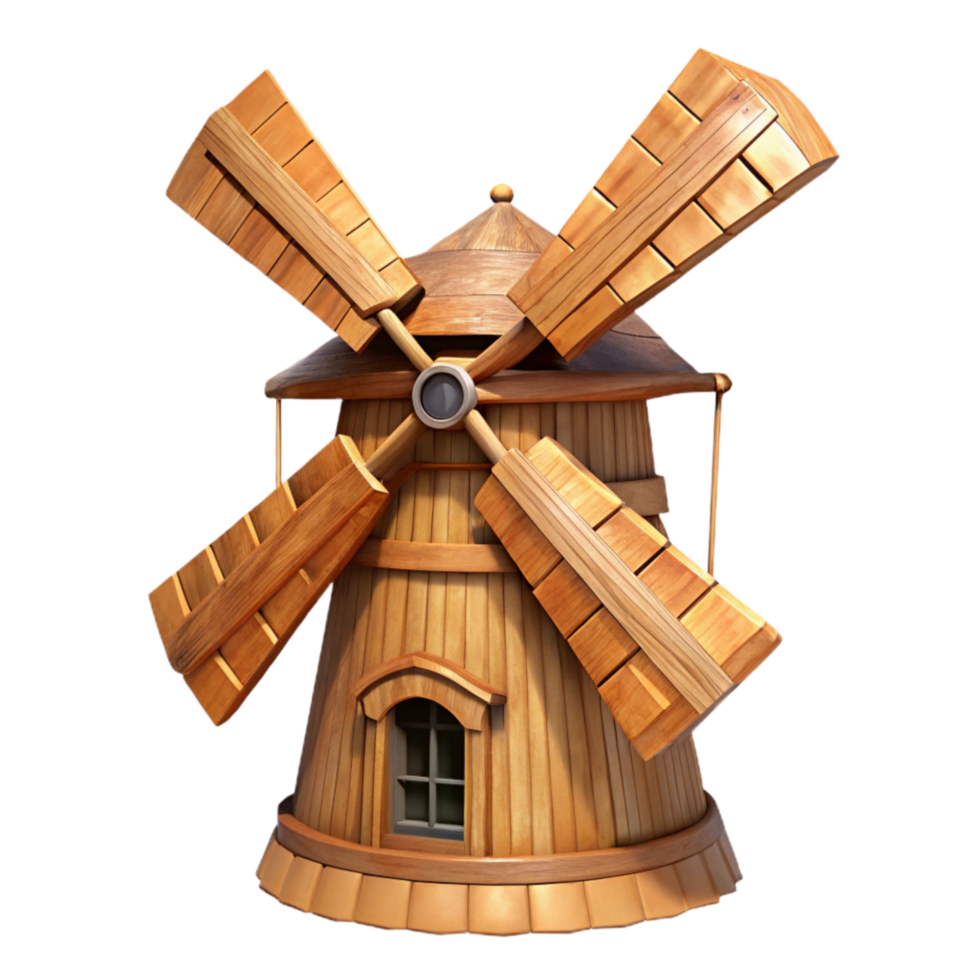 stunning modern Wooden Windmill Transparent Background with Soft Lighting genuine png