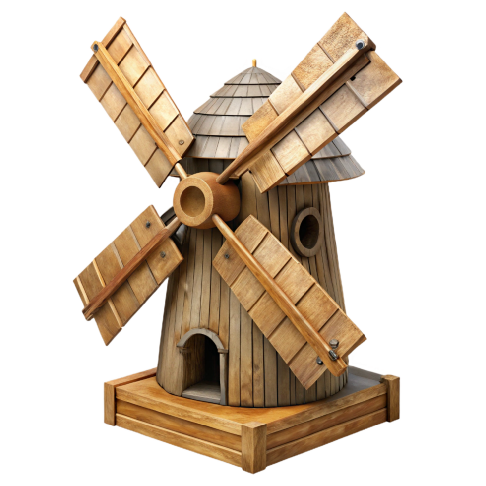 wonderful modern Wooden Windmill Side Angle Cutout authentic png