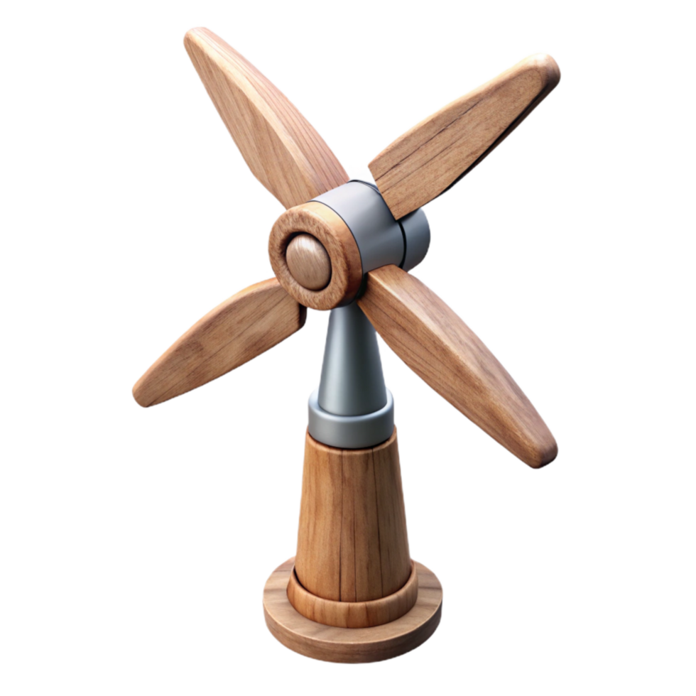magnificent minimalist Wooden Wind Turbine Cutout with Blades Rotating professional png