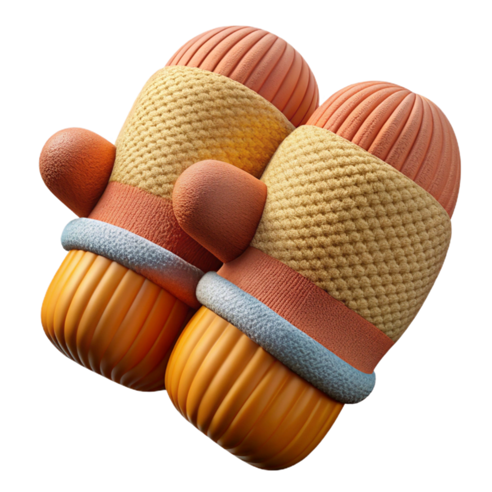 impressive creative Woolen Mittens Knitted Pattern Cutout with Warm Colors exclusive png