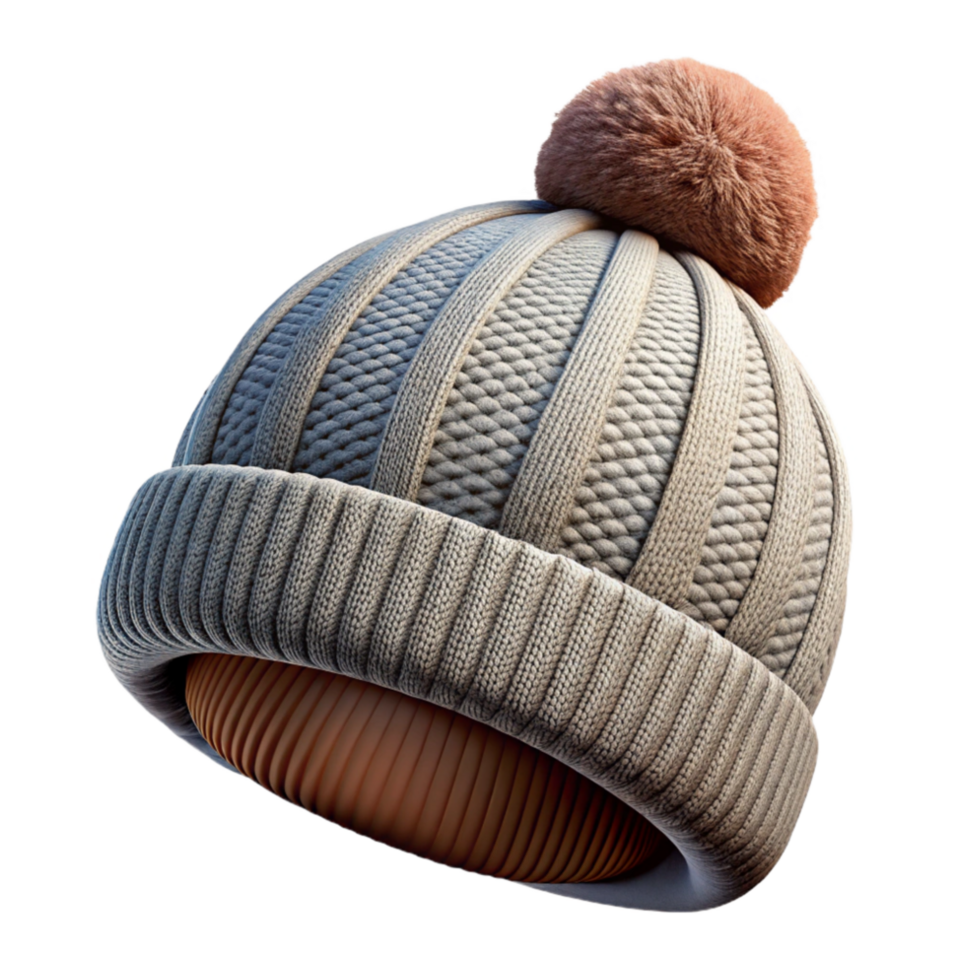 magnificent minimalist Woolen Hat Knitted Pattern Isolated with Pompom Detail high resolution png