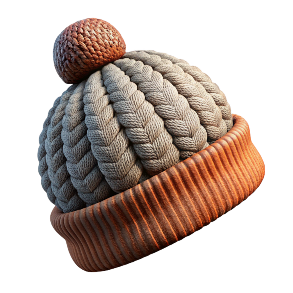 magnificent classic Woolen Hat Knitted Pattern Isolated with Pompom Detail high resolution png