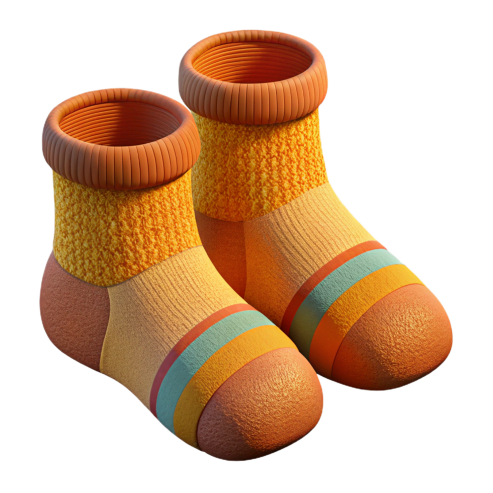 wonderful classic Woolen Socks Knitted Pattern Isolated with Warm Colors high resolution png