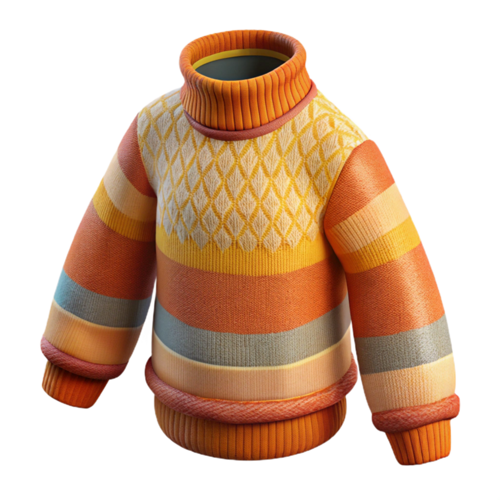 beautiful classic Woolen Sweater Knitted Pattern Cutout with Warm Colors professional png