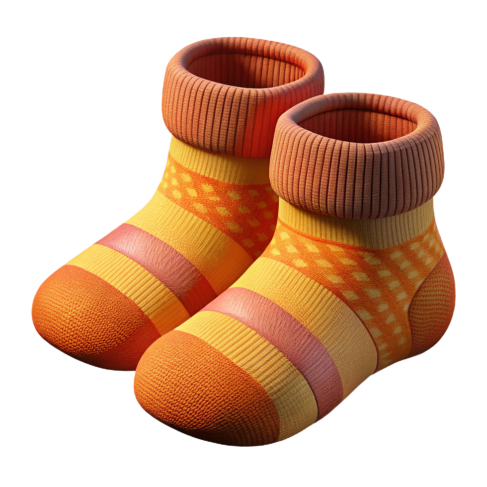 wonderful traditional Woolen Socks Knitted Pattern Isolated with Warm Colors authentic png