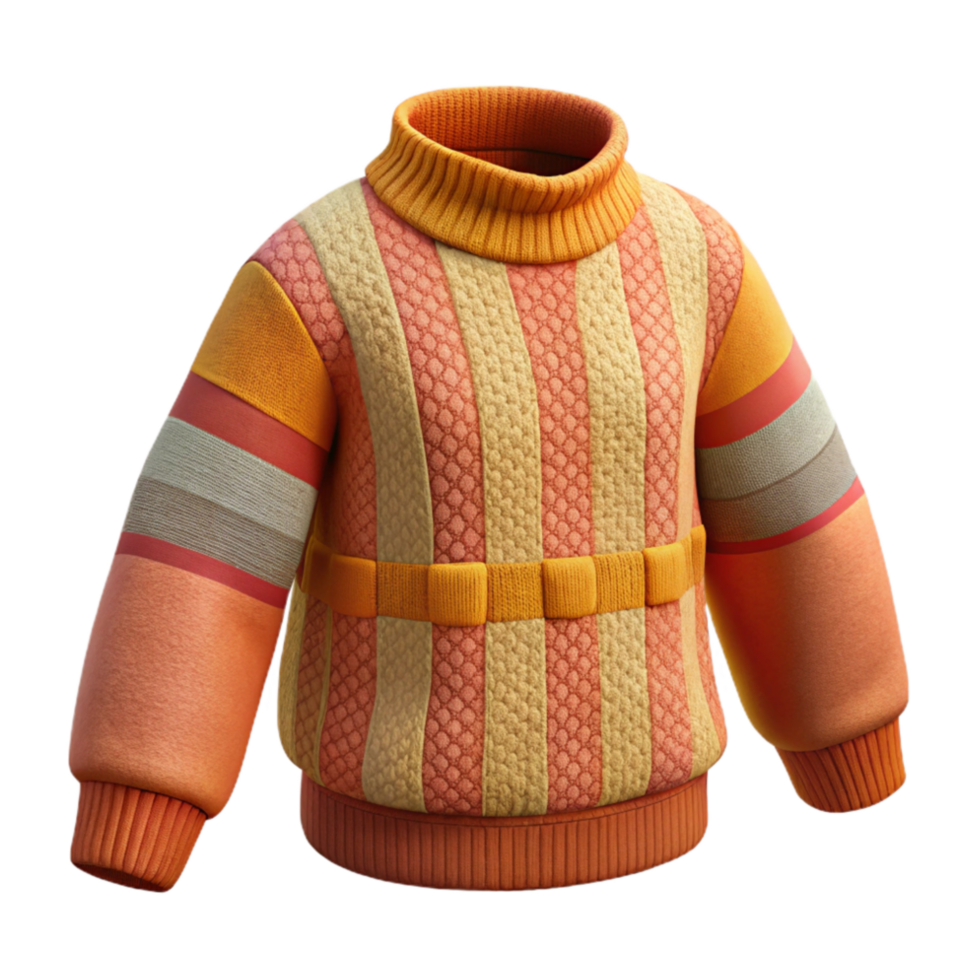 wonderful classic Woolen Sweater Knitted Pattern Cutout with Warm Colors premium png