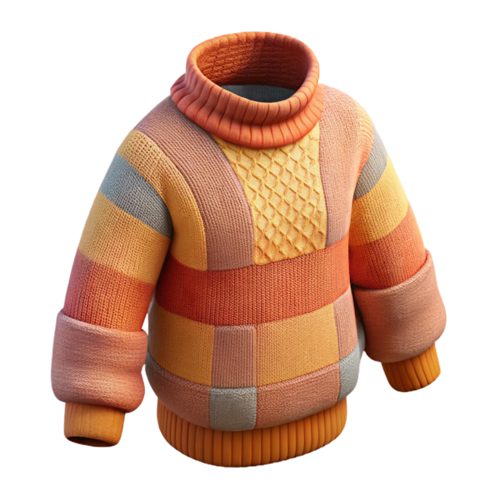 beautiful minimalist Woolen Sweater Knitted Pattern Cutout with Warm Colors professional png