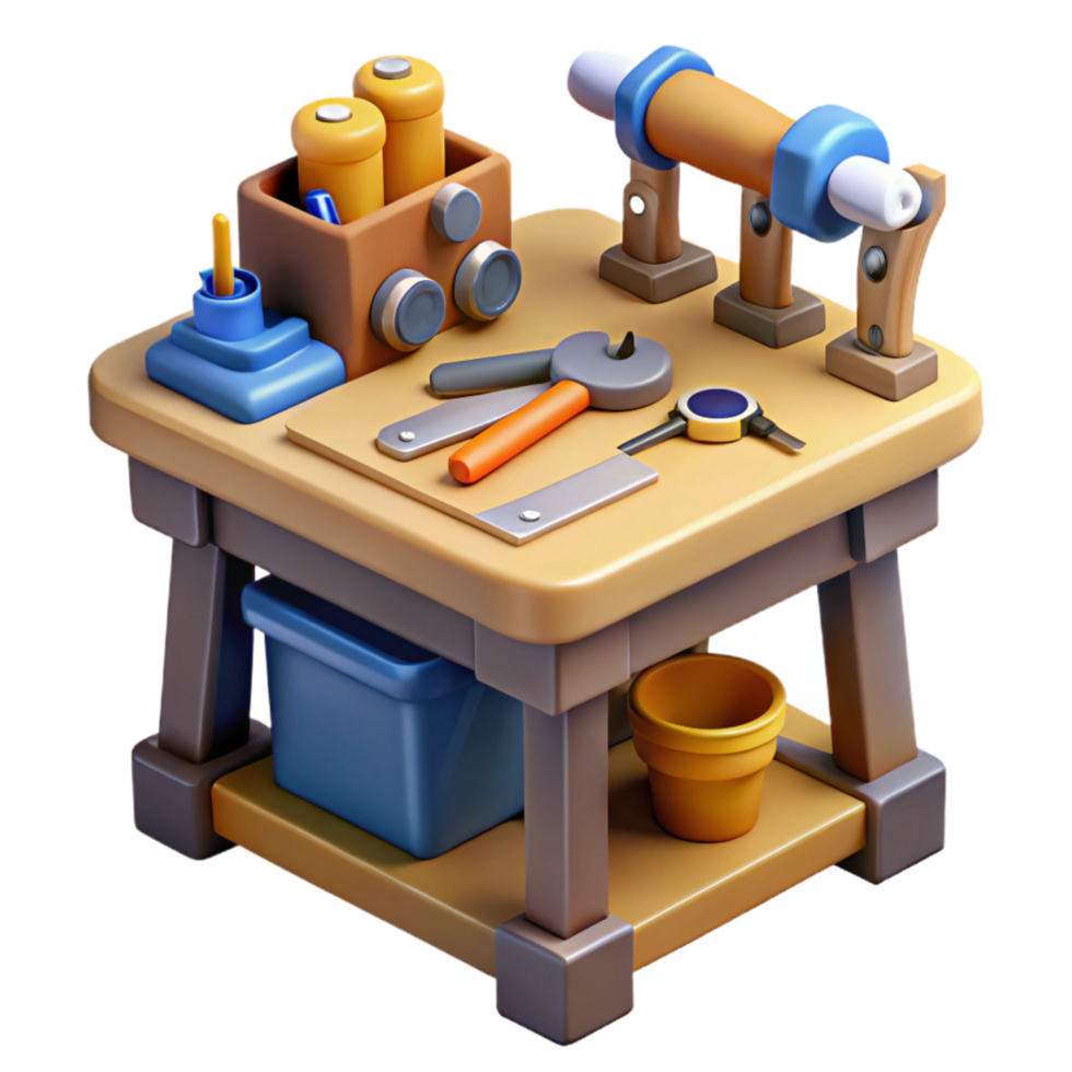 magnificent abstract Work Bench with Tools Top View Isolated high resolution png