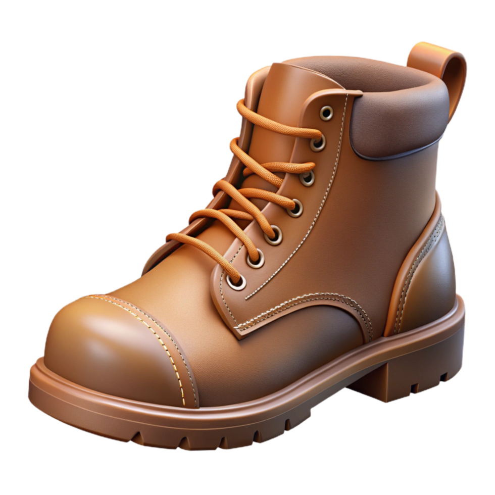 elegant minimalist Work Boots Brown Leather Isolated Cutout with Laces genuine png