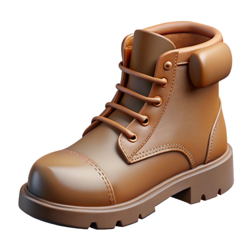 magnificent minimalist Work Boots Brown Leather Isolated Cutout with Laces premium png