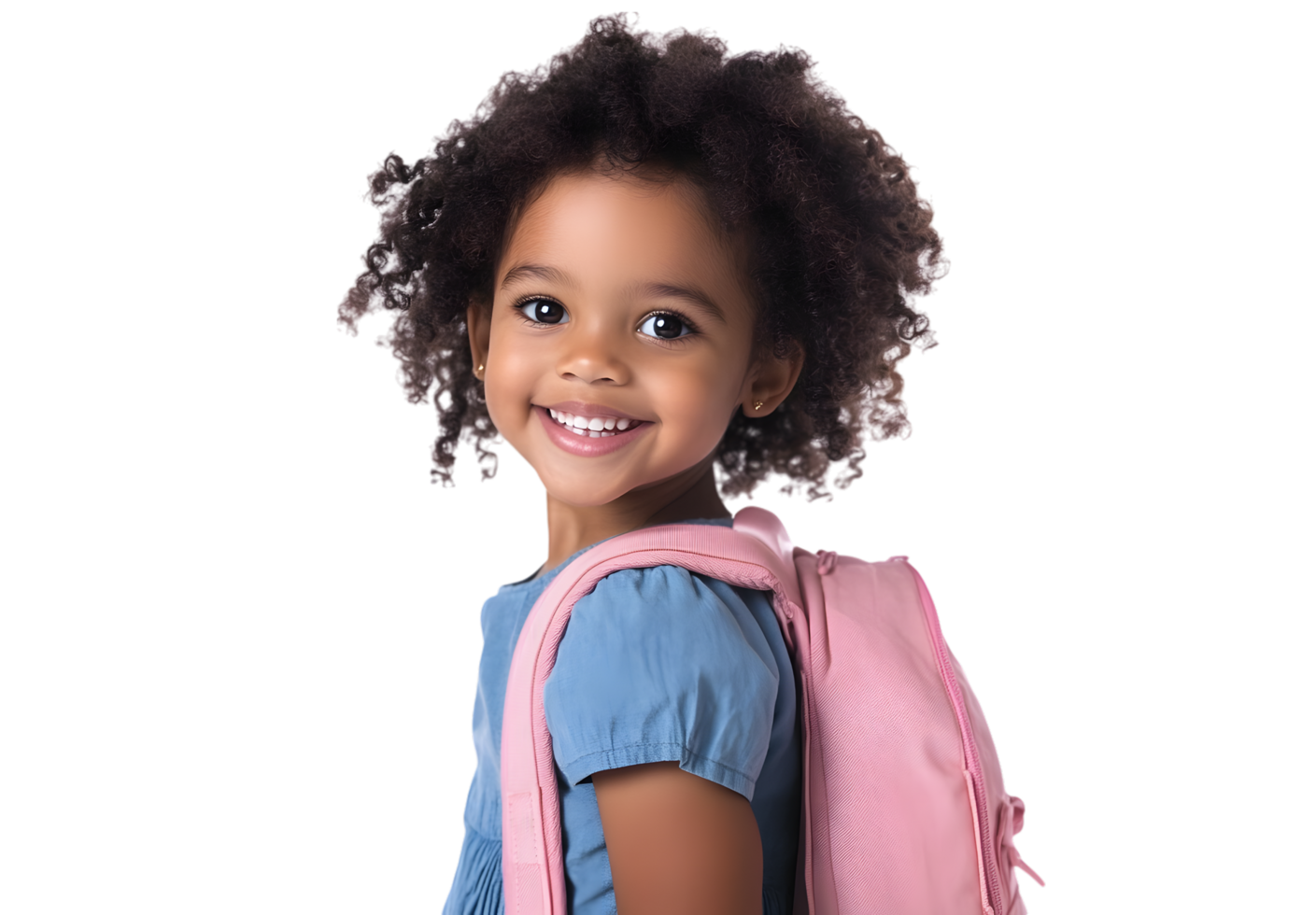 Smiling girl with backpack transparent background png