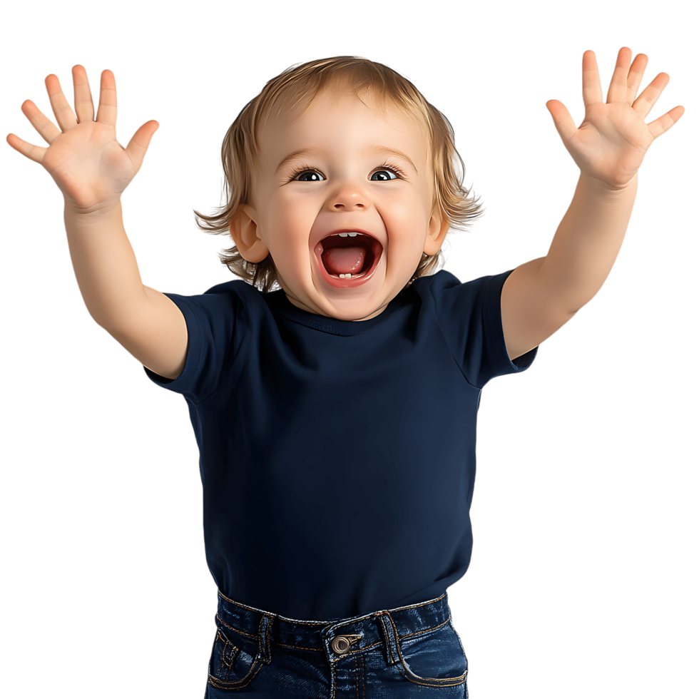 Happy baby boy in blue png