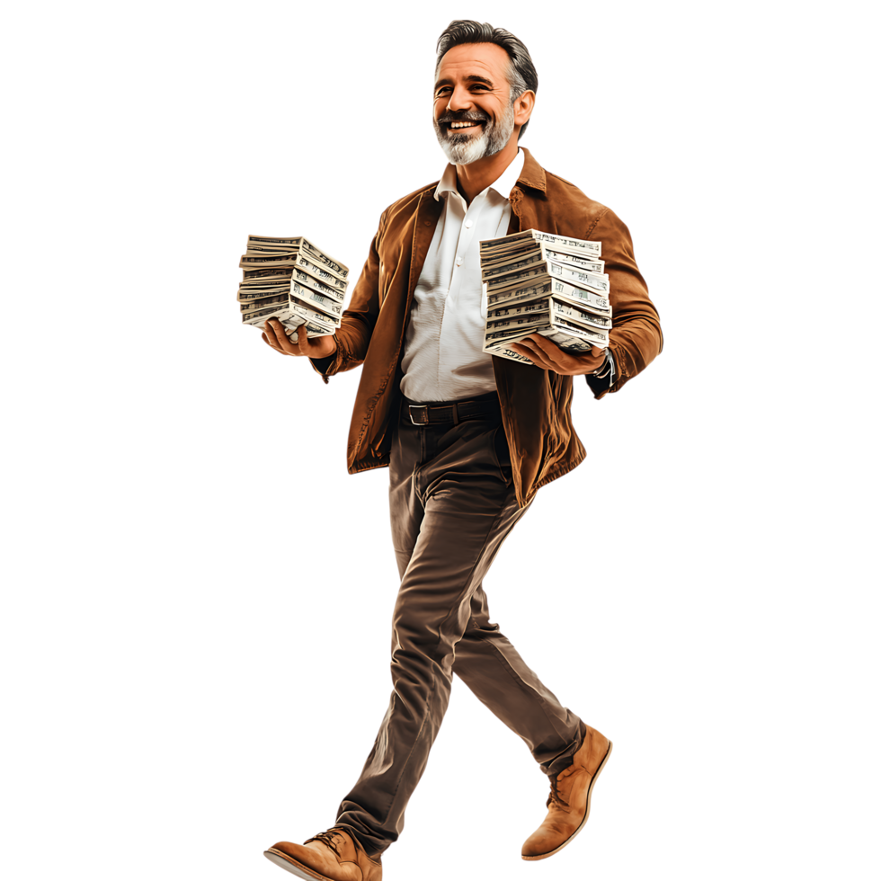 Man walking with cash png
