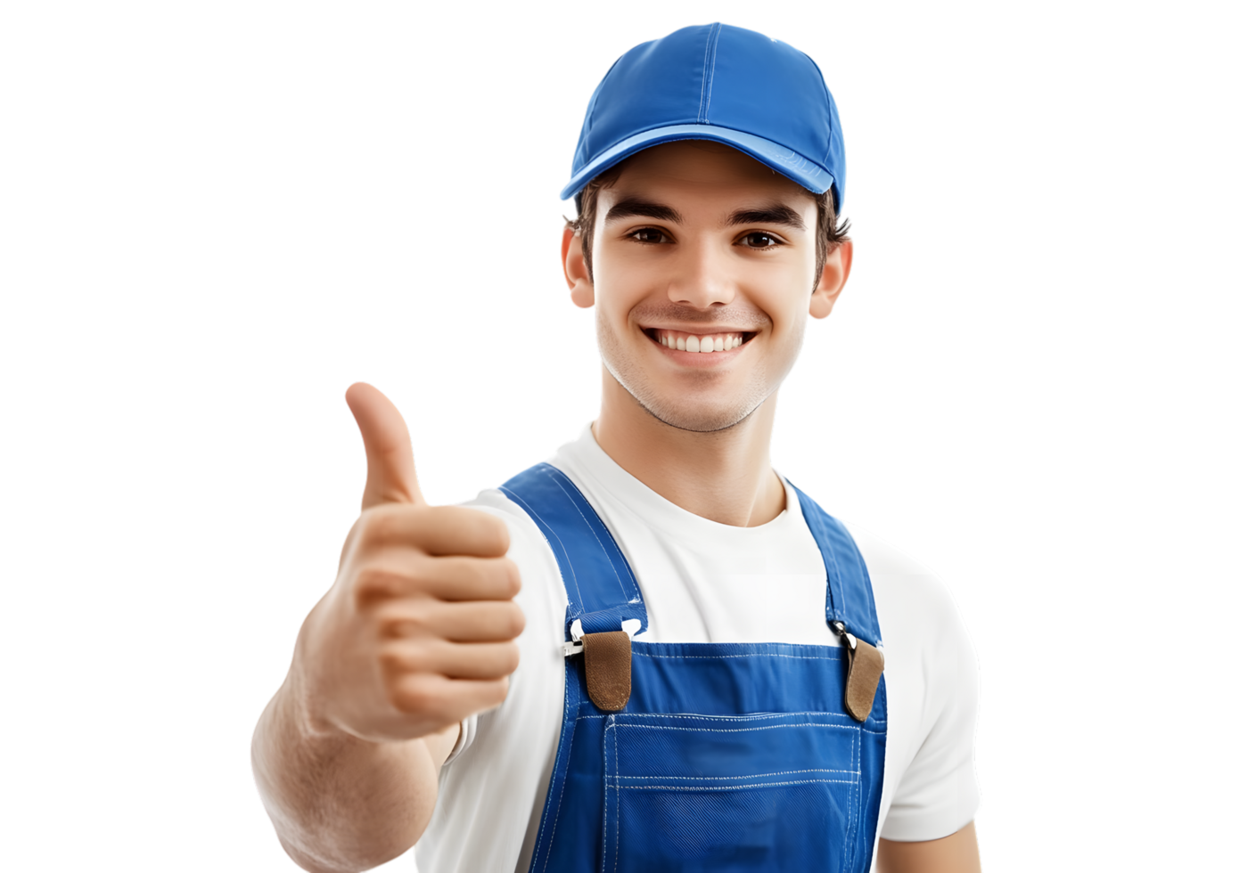 Smiling worker gives thumbs up transparent png
