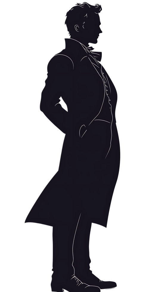 Silhouette of a man in a long coat transparent background png