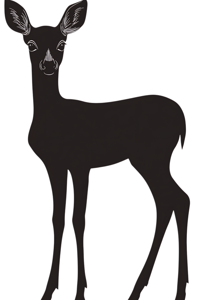 Silhouette of a young deer png