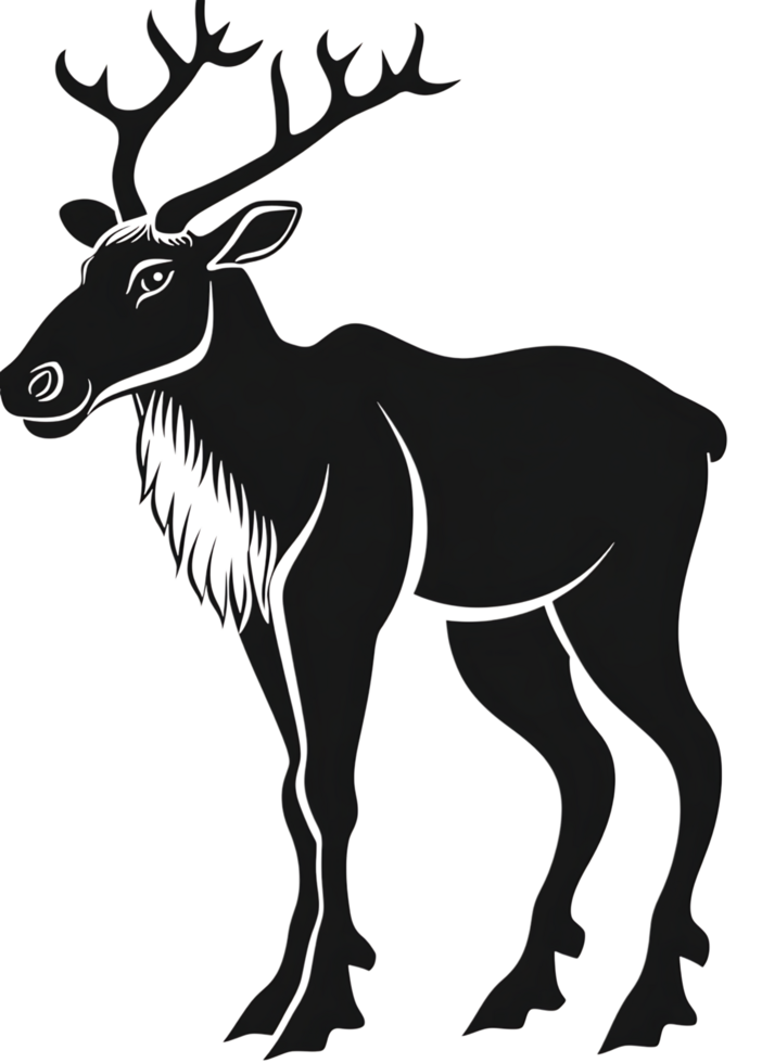 Silhouette of a reindeer with large antlers. png