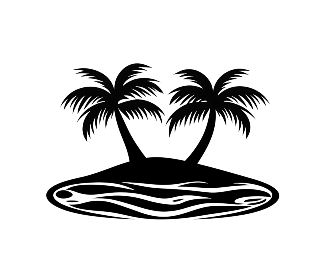 Tropical island with palm trees illustration png