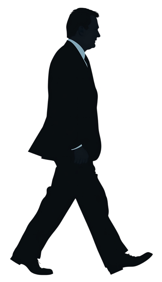 Mysterious businessman walking in the dark. png