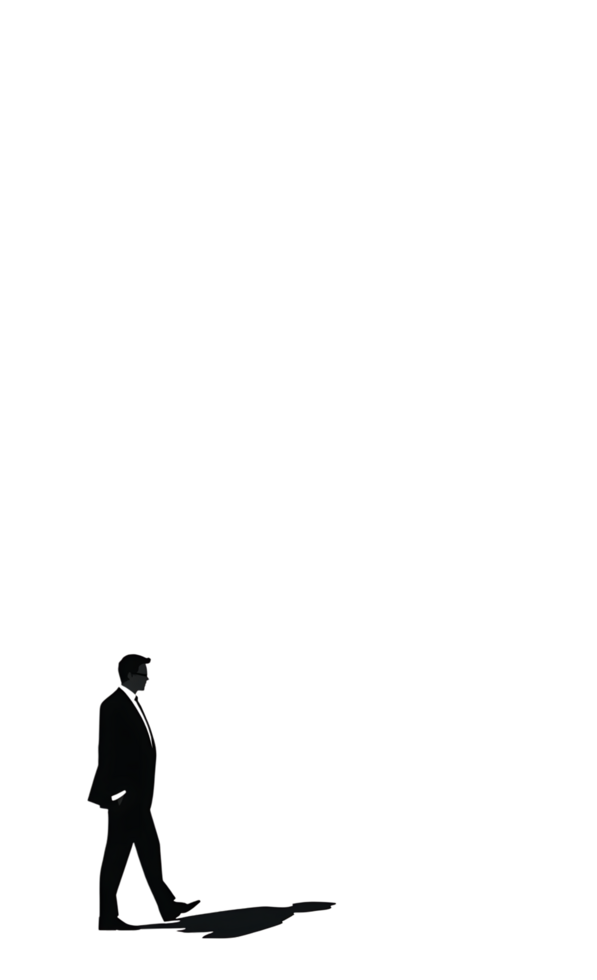 A man walking in the dark with his shadow png