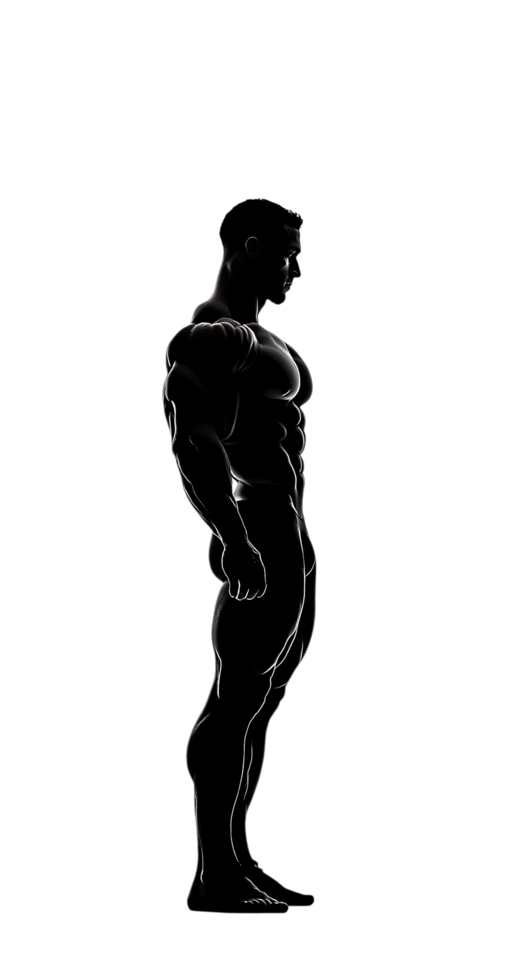 Strong bodybuilder profile, fitness concept png