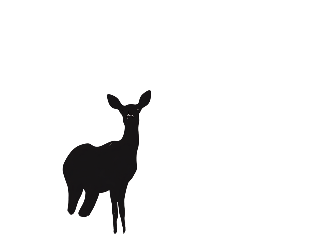 Dark silhouette of a deer at night. png