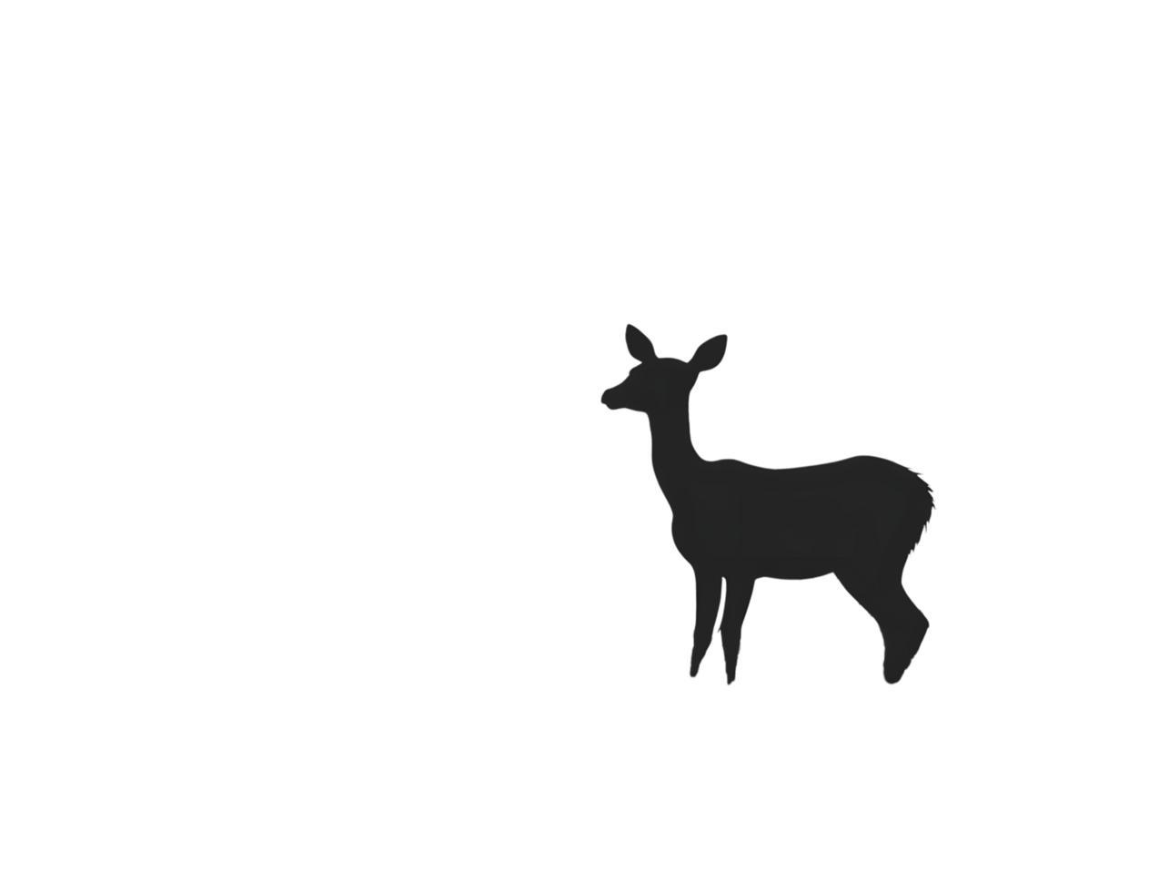 Dark silhouette of a deer against a black background. transparent bg png