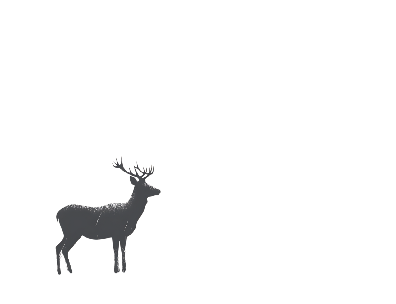 Dark silhouette of a deer against a black background. png