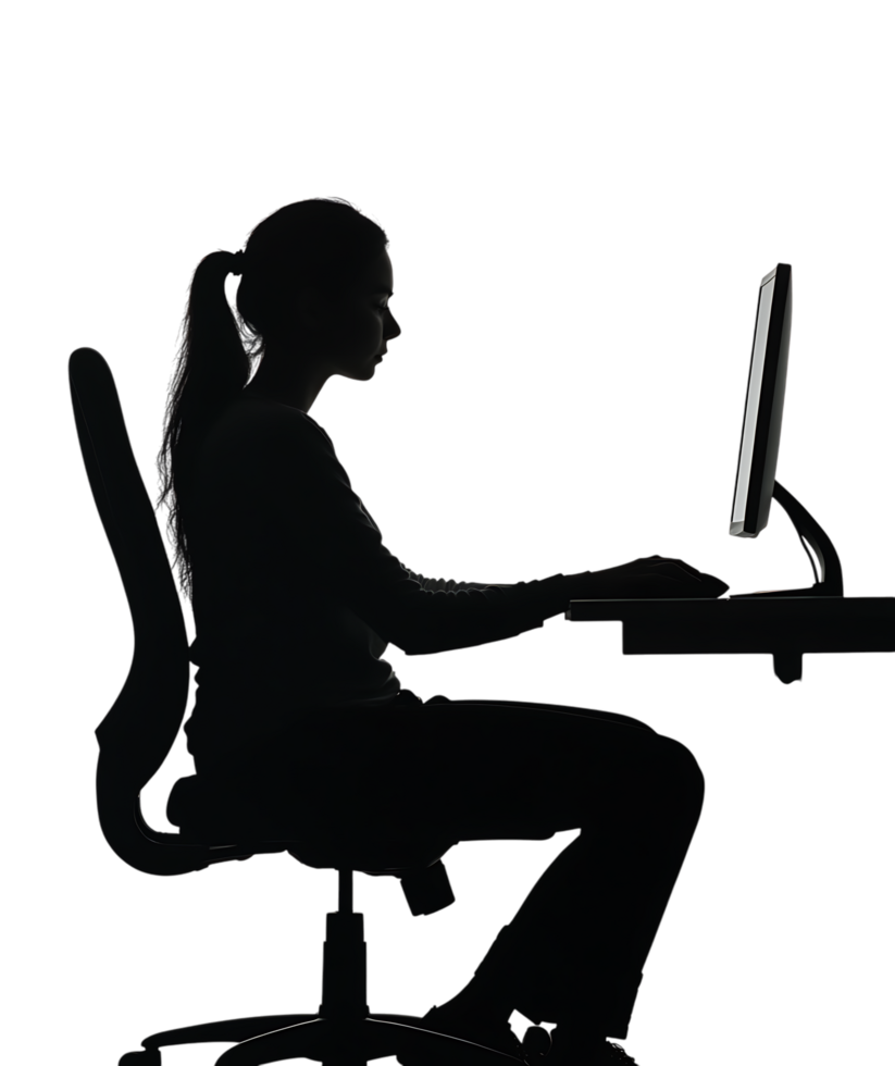 Late night work, computer screen glow, dark room png