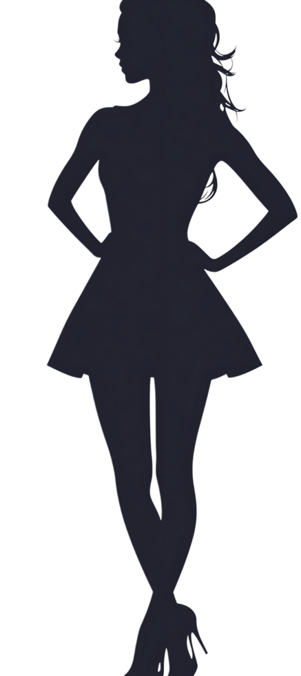 Silhouette of a woman in a dress png
