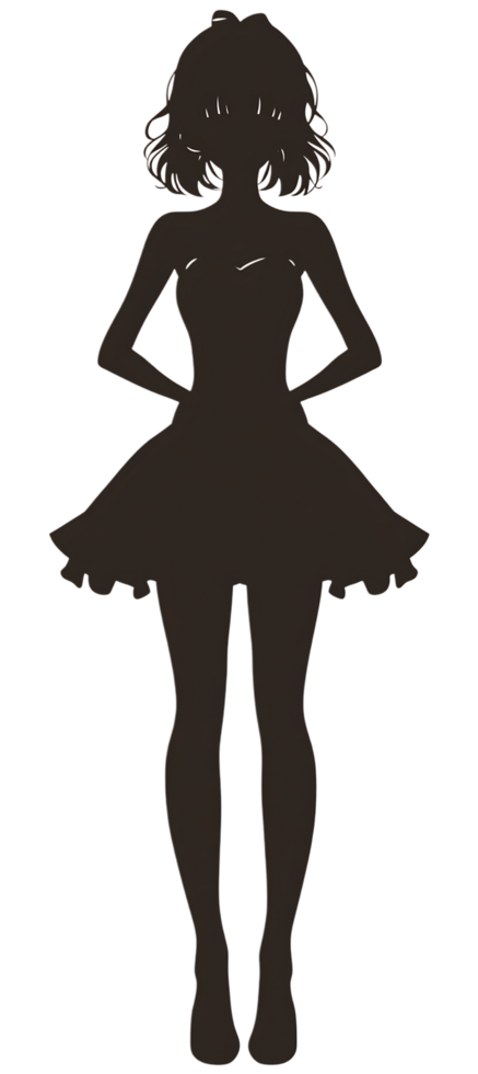 Silhouette of a girl in a dress png