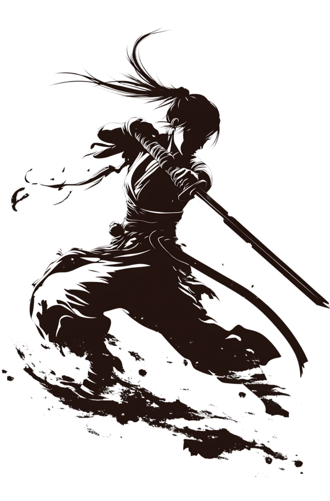 Silhouette of a warrior in action png