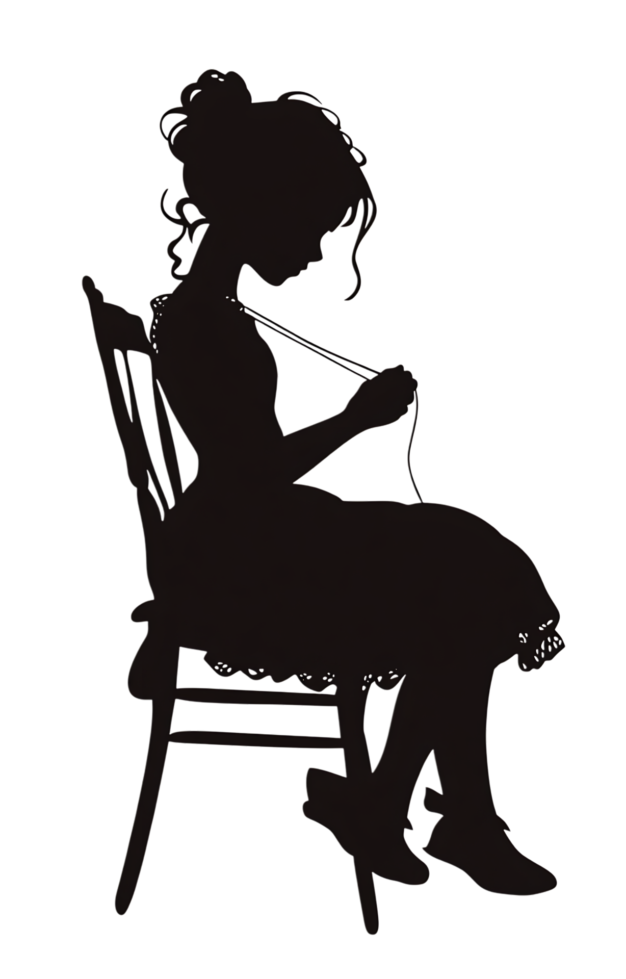 Silhouette of a girl sitting on a chair 57727353 png