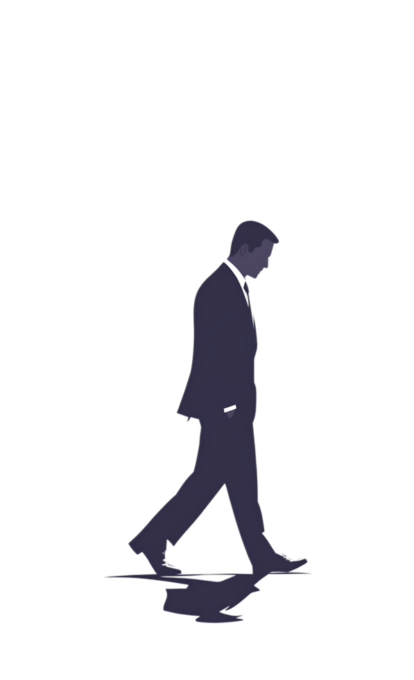 Lonely businessman walking at night. Business, solitude, success concept. png