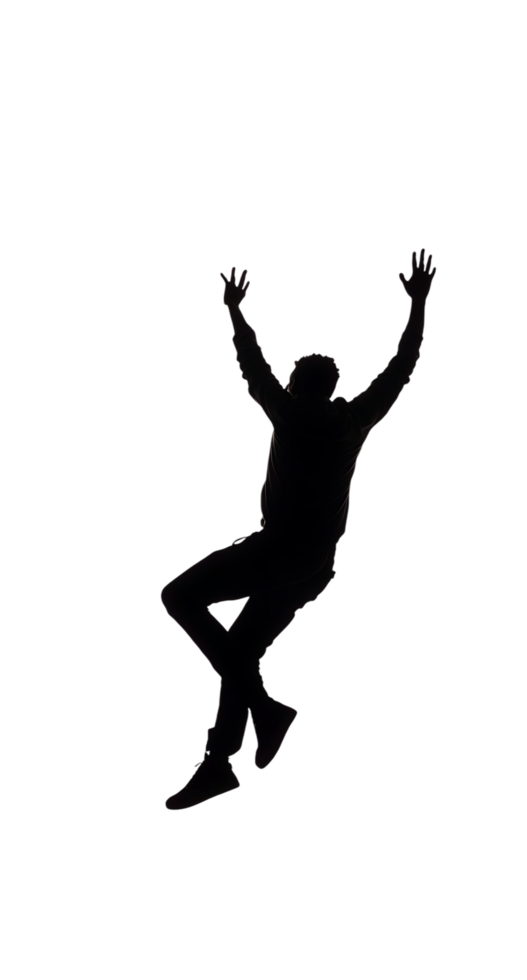 Dark silhouette of a person falling in the night. png