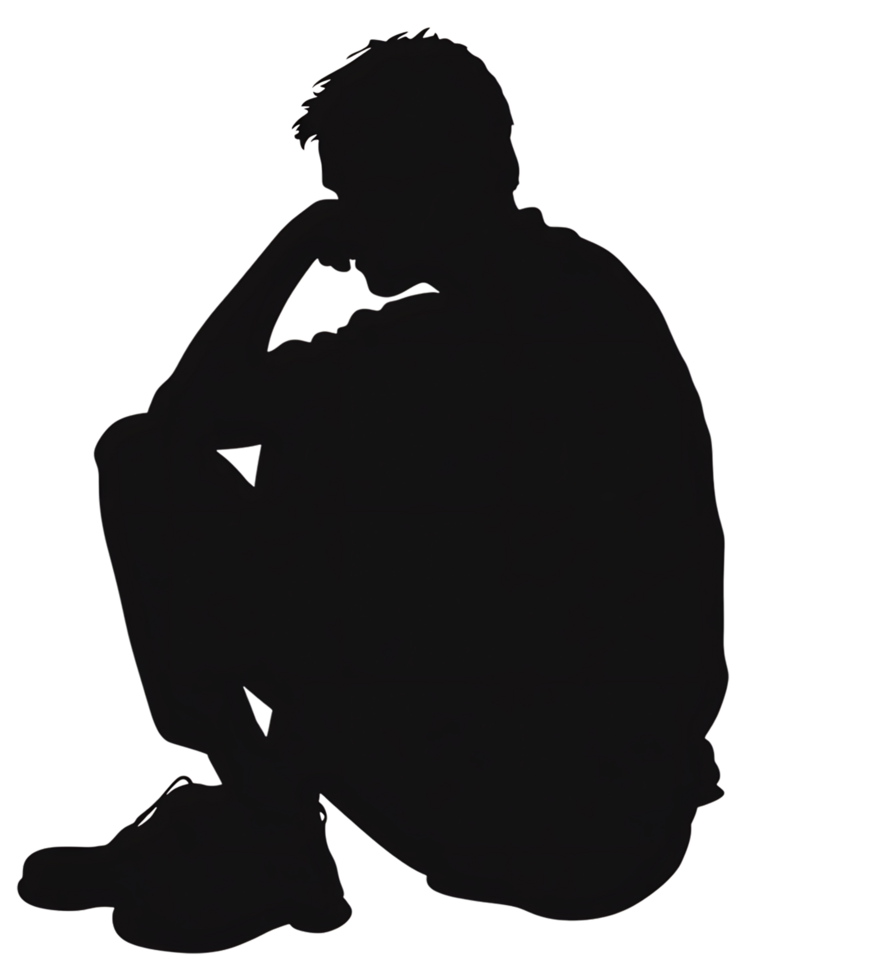 Solitary figure, contemplation, reflection, sadness. png