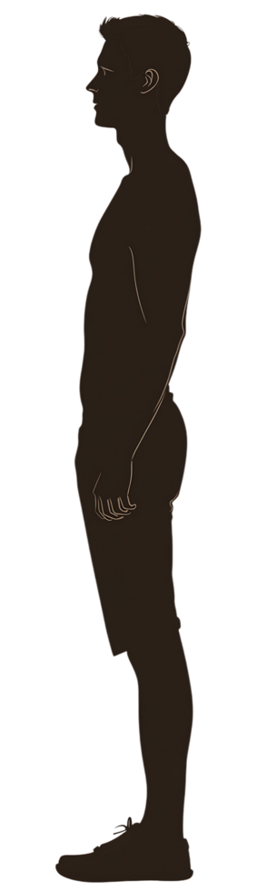 Silhouette of a boy standing in profile png