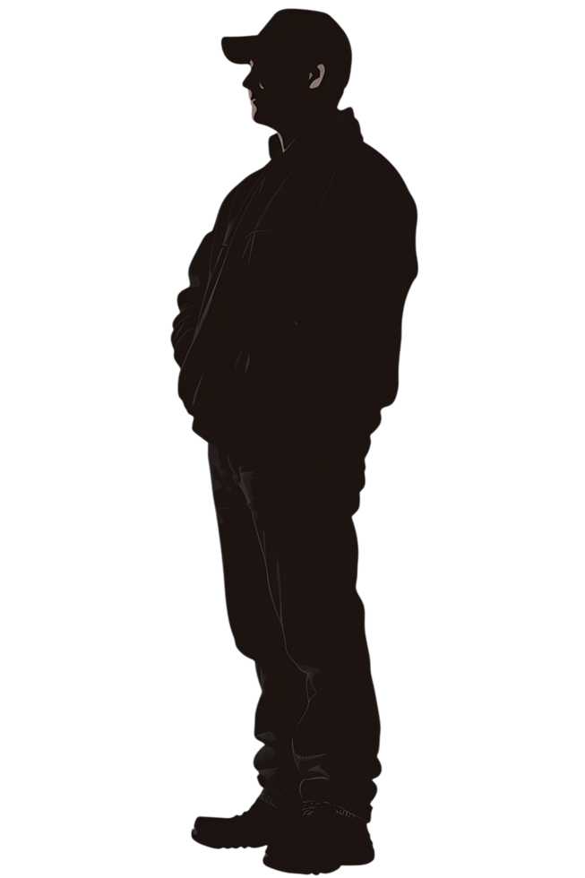 Mysterious figure in shadow, standing alone. png