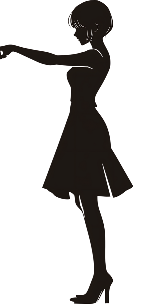 Silhouette of a woman reaching out. png
