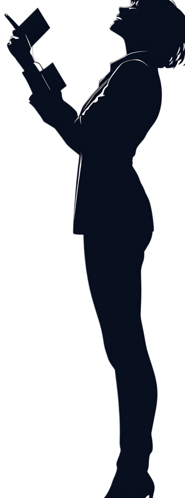 A silhouette of a man holding a cell phone png